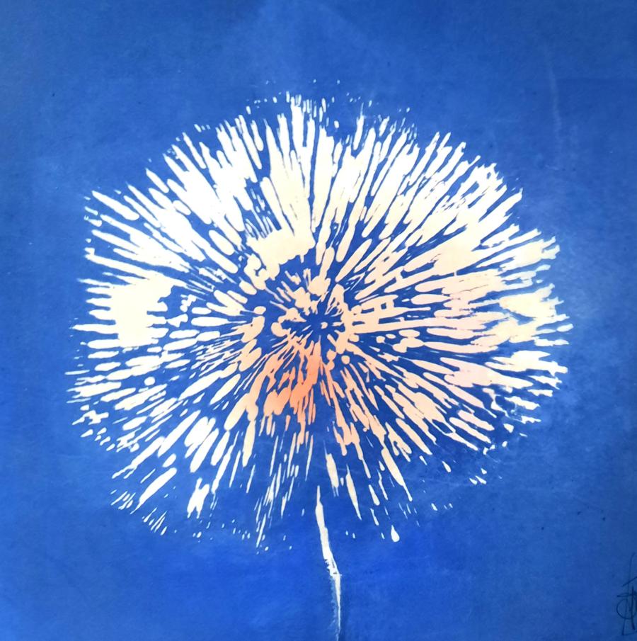 oeuvre pour la tombola "chandelle bleue"