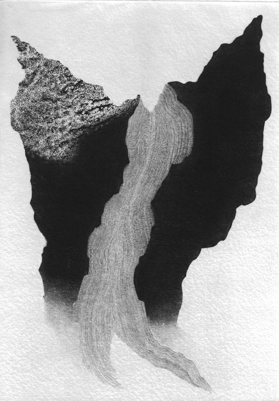 Sans titre, 2022, manière noire, burin et lavis, gravure AAAC n° 115 © Claude-Alain Giroud