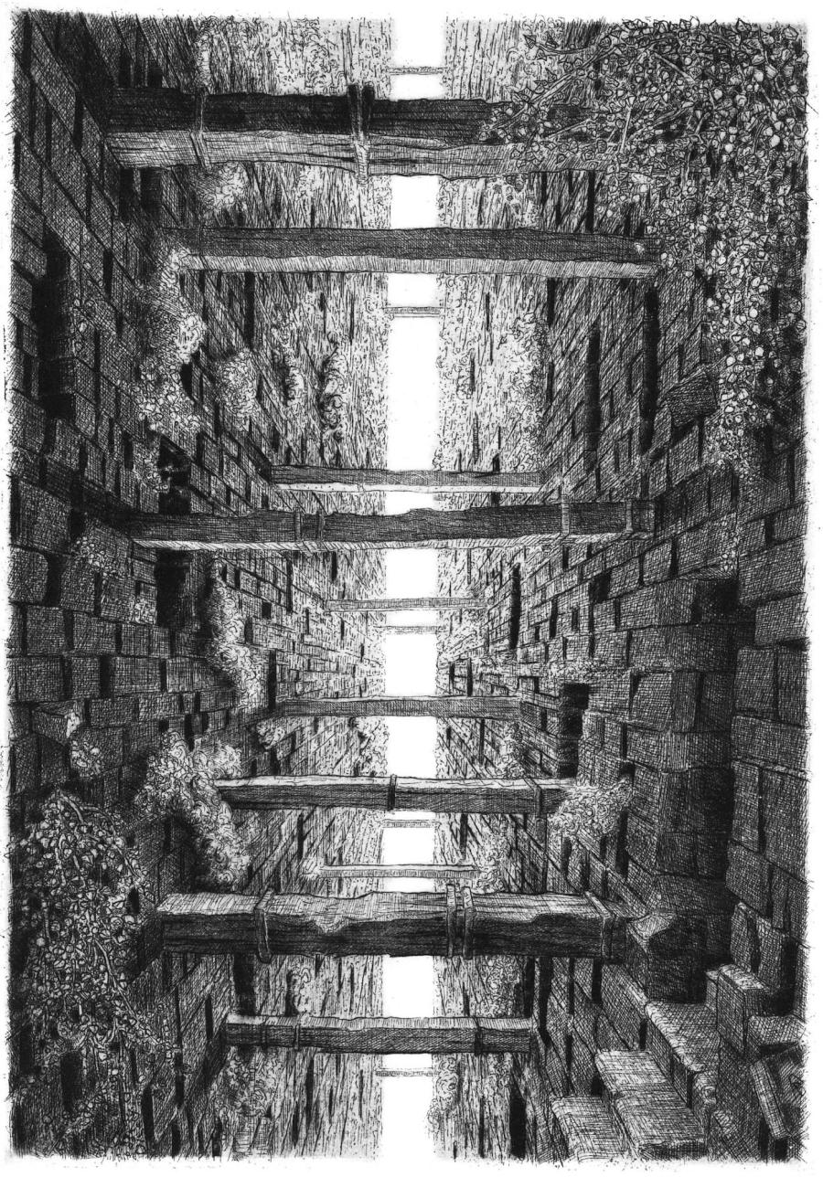 André Beuchat, « Porta coeli », 2024, eau-forte et pointe sèche © André Beuchat, foto Sylvie Beuchat