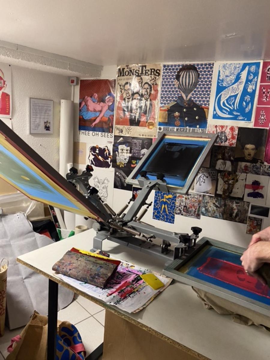 Impression manuelle sur textile, formation professionnelle, Sandrine Robert / Bleu Batik