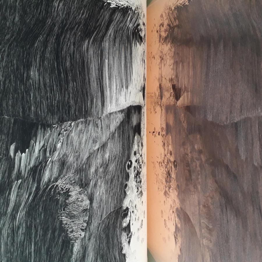 Tirage en cours, gravure au burin, Catherine Gillet.