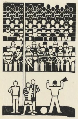 « Stadion » xylographie de Gerd Arntz (Cl. Le livre Illustré)